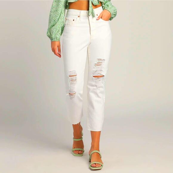 Levi's 501 Original Off White High Rise Straight Leg Jeans Size 28 - Picture 6 of 8